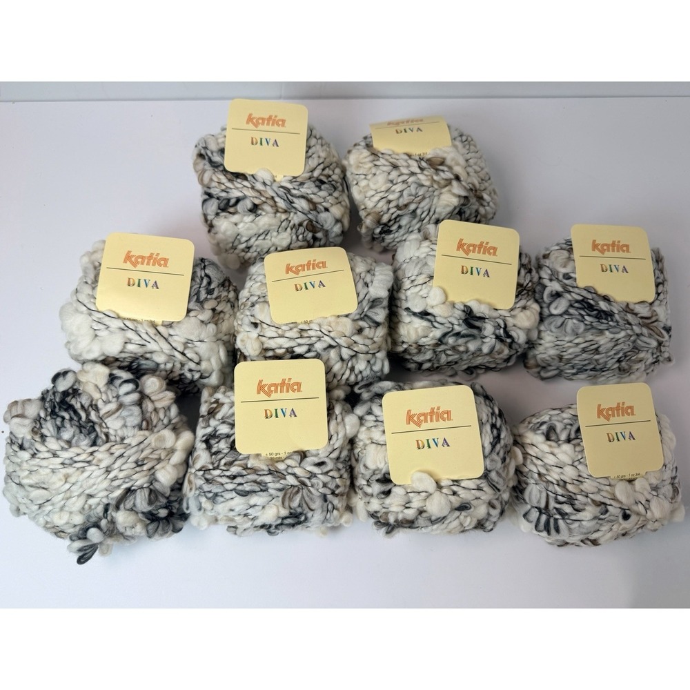 Katia Diva Chunky‎ Yarn Wool Blend Brown Black White Made Spain 50gr Lot 10